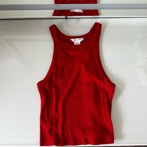 Red Ribbed Tank top Cropped